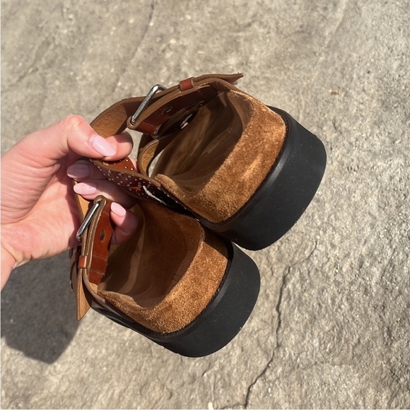 All Saints Tan Leather Studded Sandals - Picture 6 of 6